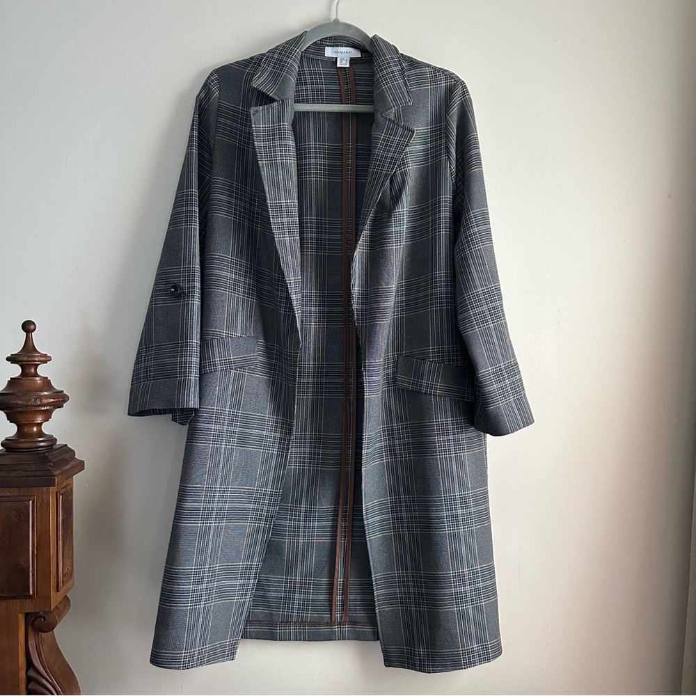 Plaid‎ Longline Lightweight Overcoat